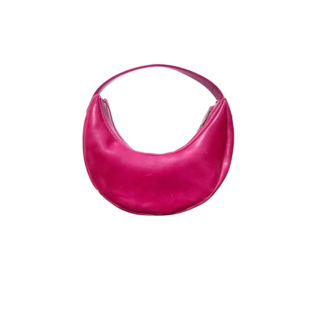 Lune en rose-violet - Moon Leather Handbag