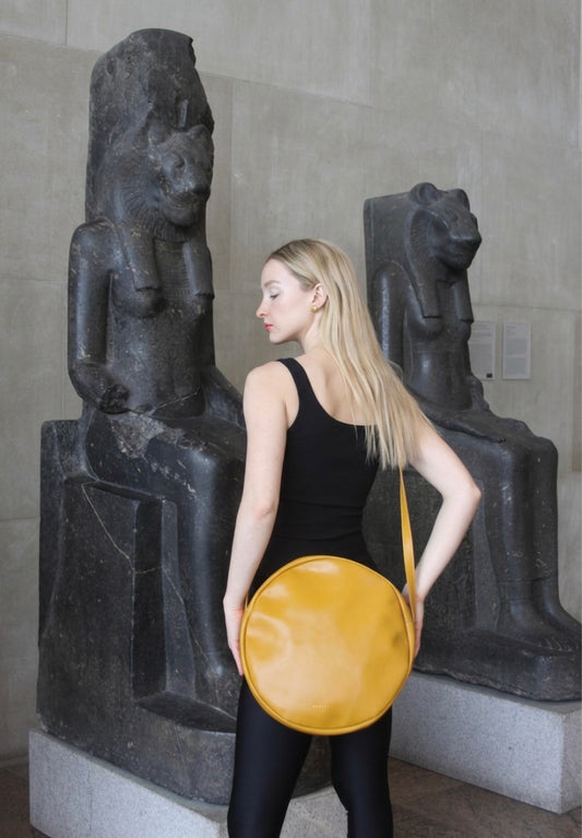 Soleil - Round Yellow Large Leather Bag