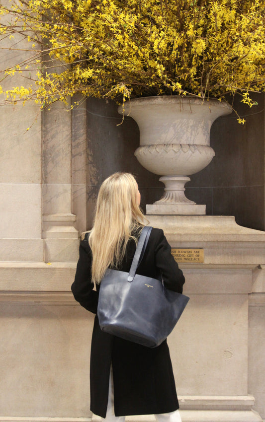 Bleu Foncé - Navy Leather Tote