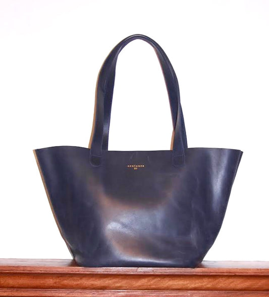 Bleu Foncé - Navy Leather Tote
